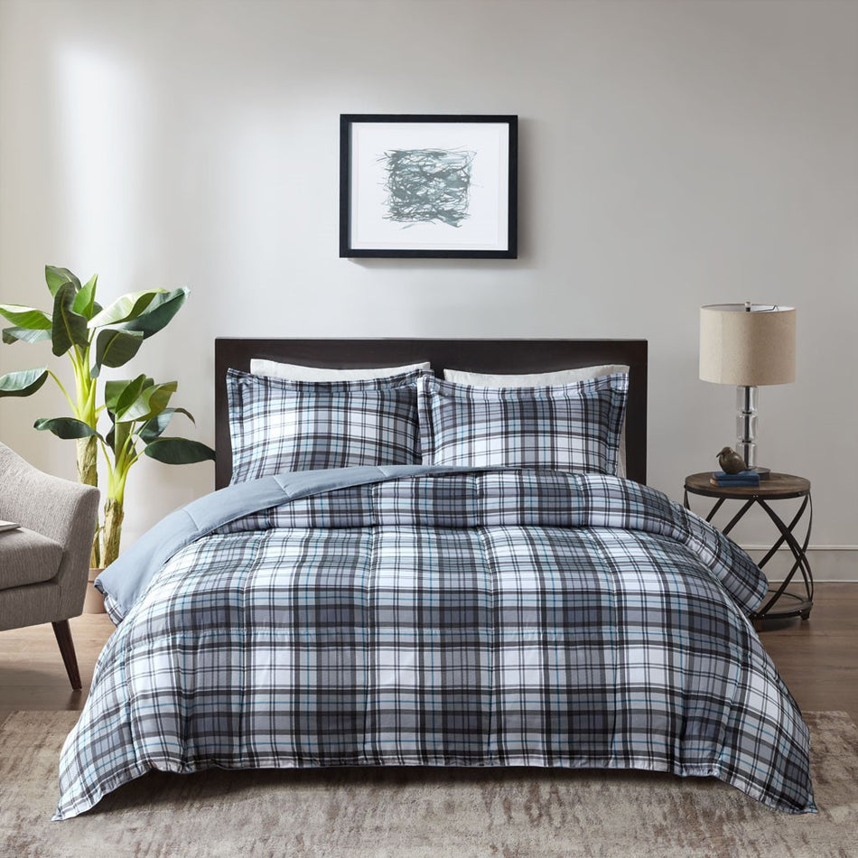 Parkston 3M Scotchgard Down Alternative All Season Comforter Set - Grey - Full Size / Queen Size