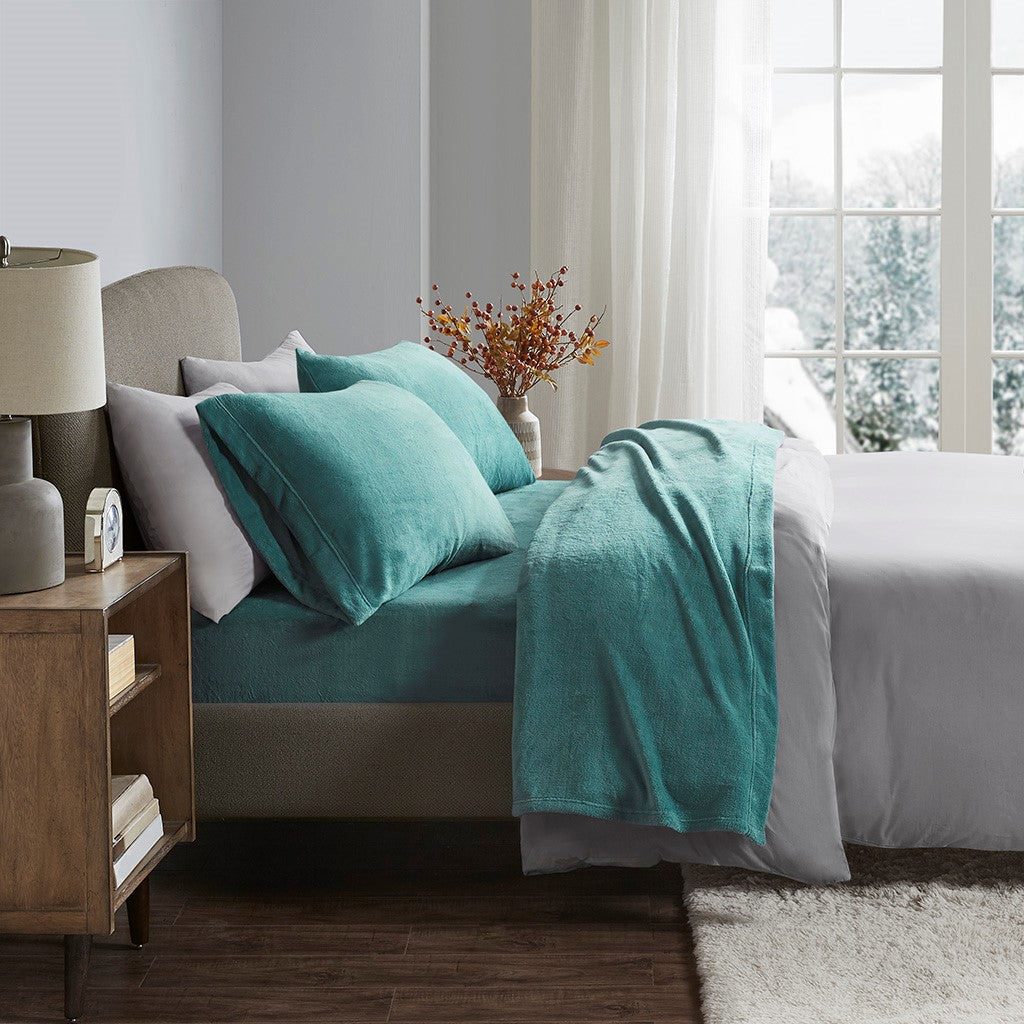 True North by Sleep Philosophy Soloft Plush Sheet Set - Teal - King Size