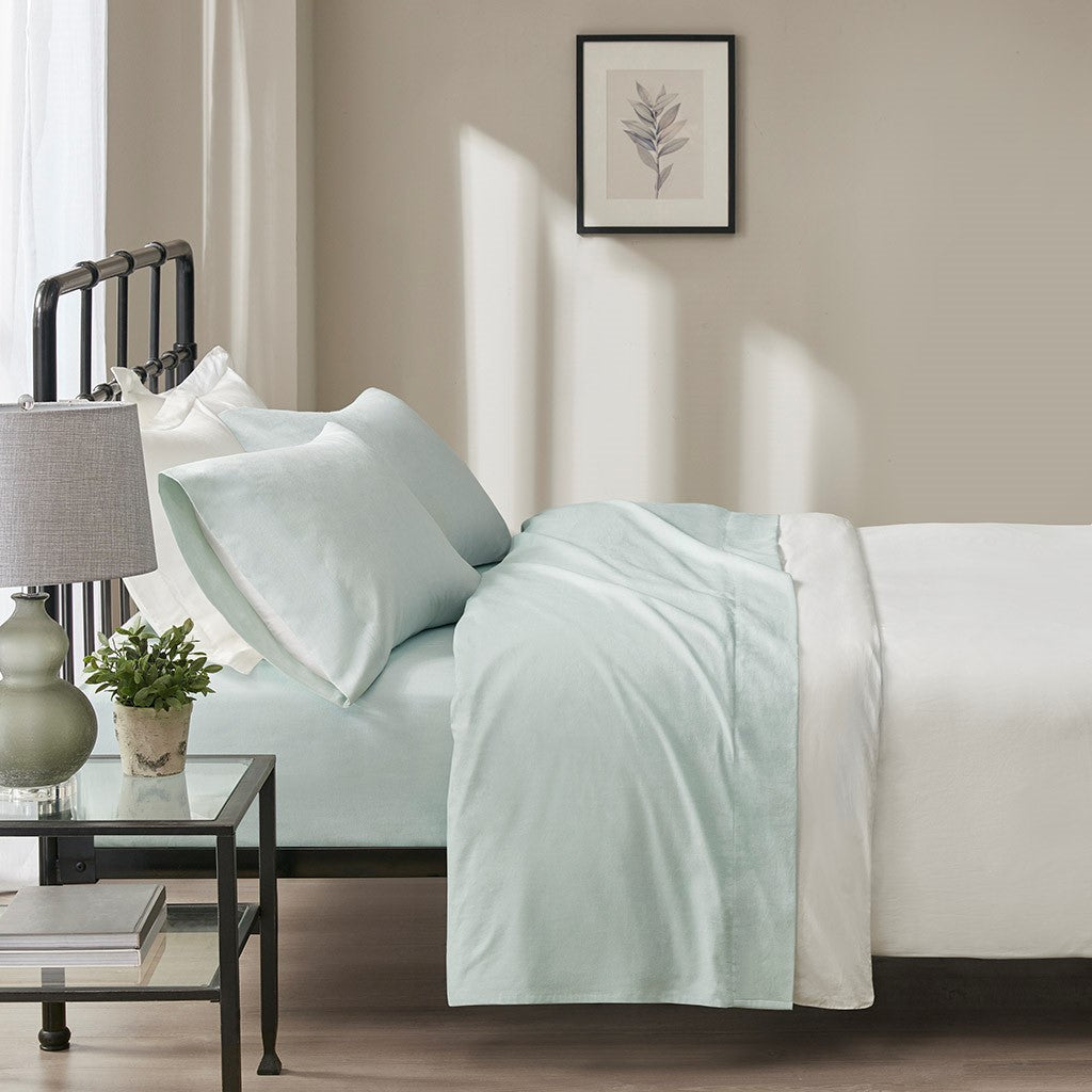 Beautyrest Oversized Cotton Flannel 4 Piece Sheet Set - Seafoam Solid - Cal King Size