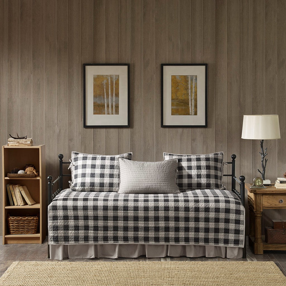 Buffalo Check 5 Piece Day Bed Cover Set - Gray - Daybed Size - 39" x 75"