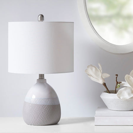 510 Design Driggs Ceramic Textured Table Lamp - Ivory / Grey 