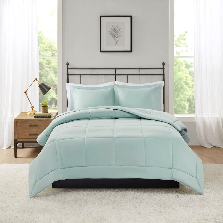Sarasota Microcell Down Alternative Comforter Mini Set - Seafoam - King Size / Cal King Size