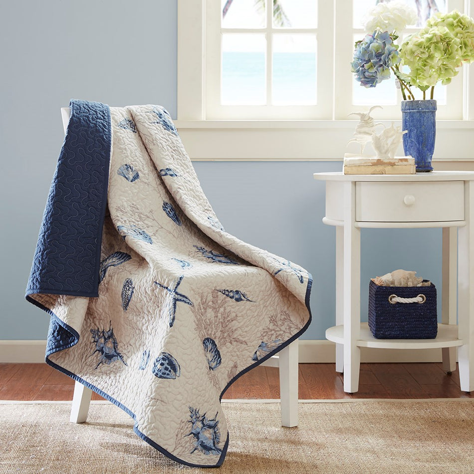 Madison Park Bayside Oversized Quilted Throw - Blue - 60x70"