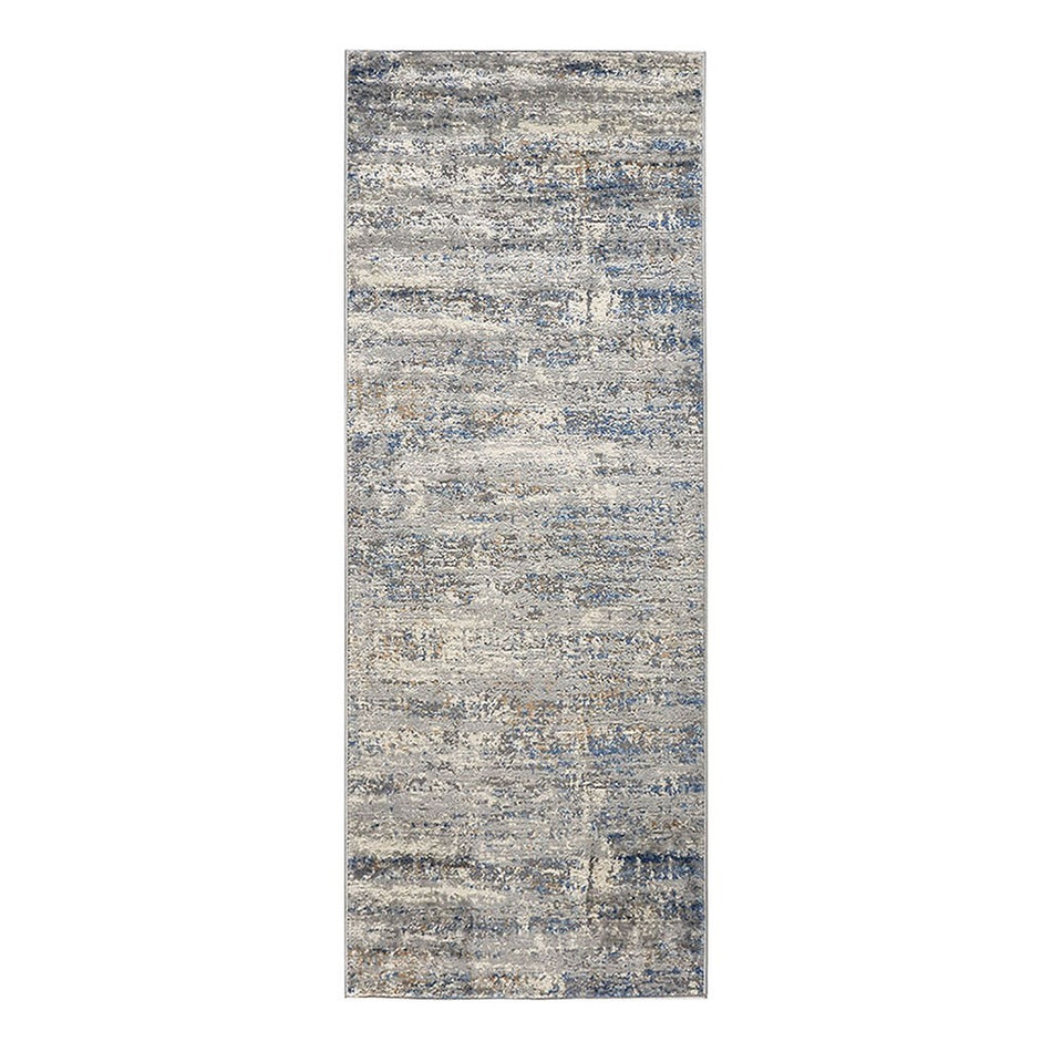 Harley Abstract Area Rug - Blue / Cream - 3x7' Runner