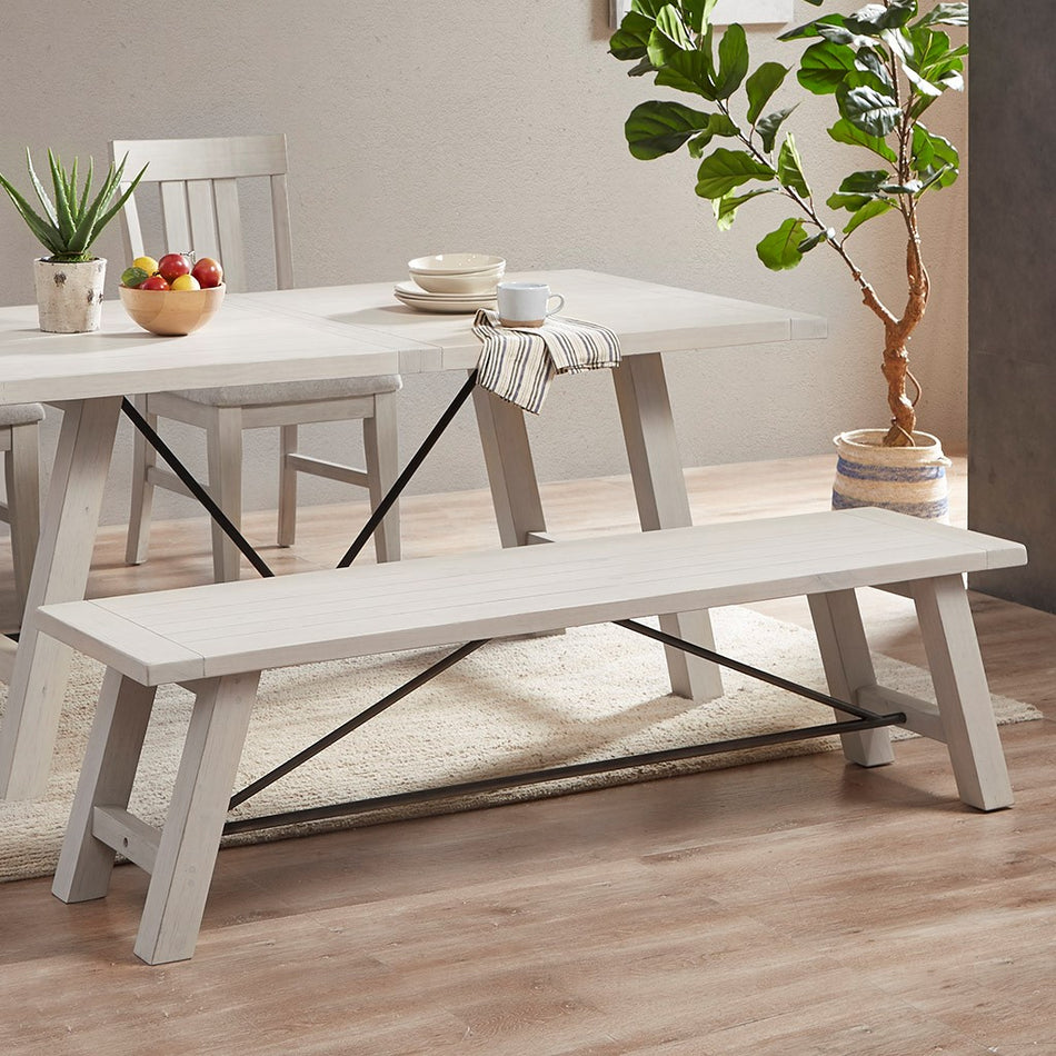 INK+IVY Sonoma Dining Bench - Reclaimed White 