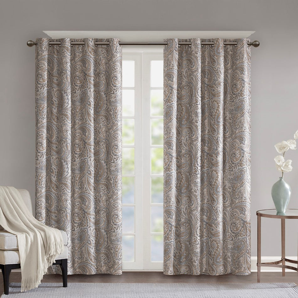 SunSmart Jenelle Paisley Printed Total Blackout Window Panel - Taupe - 50x63"