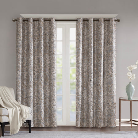 SunSmart Jenelle Paisley Printed Total Blackout Window Panel - Taupe - 50x95"