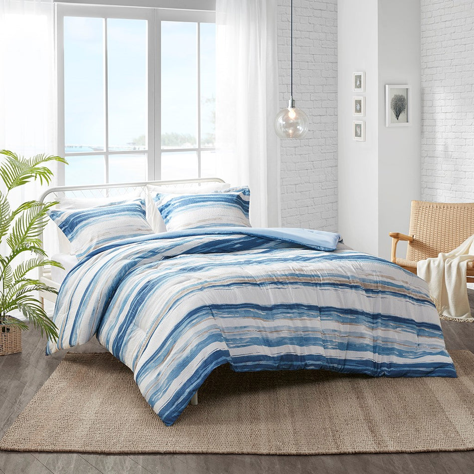 Madison Park Kate 3 Piece Comforter Set - Blue - Full Size / Queen Size