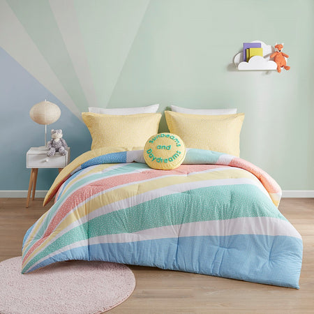 Urban Habitat Kids Rory Rainbow Sunburst Reversible Cotton Comforter Set - Yellow  - Twin Size Shop Online & Save - ExpressHomeDirect.com