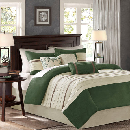 Madison Park Palmer 7 Piece Comforter Set - Green - Cal King Size