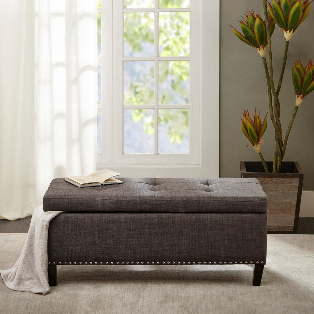 Madison Park Shandra II Tufted Top Soft Close Storage Bench - Charcoal 