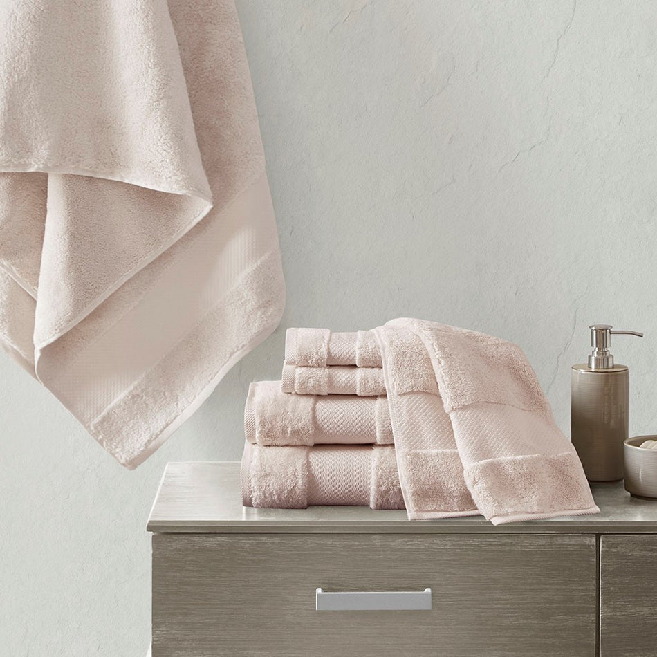 Madison Park Signature Turkish Cotton 6 Piece Bath Towel Set - Blush 