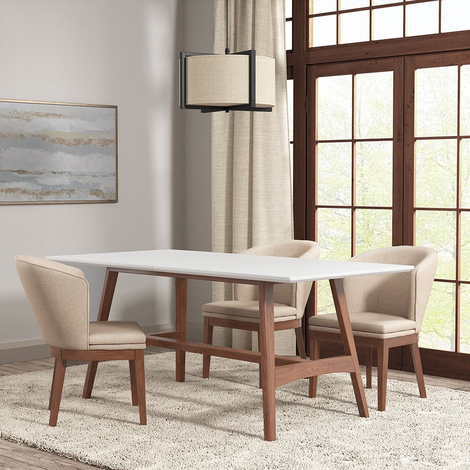 Madison Park Parker Dining Table - Off White / Pecan 