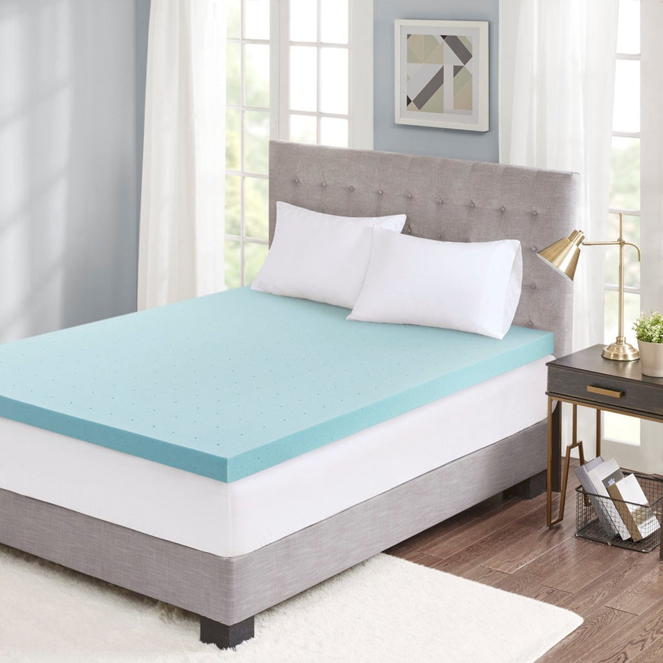 Sleep Philosophy 3" Gel Memory Foam with Cooling Cover Hypoallergenic 3" Cooling Gel Memory Foam Mattress Topper with Removable Cooling Cover - White - Twin Size