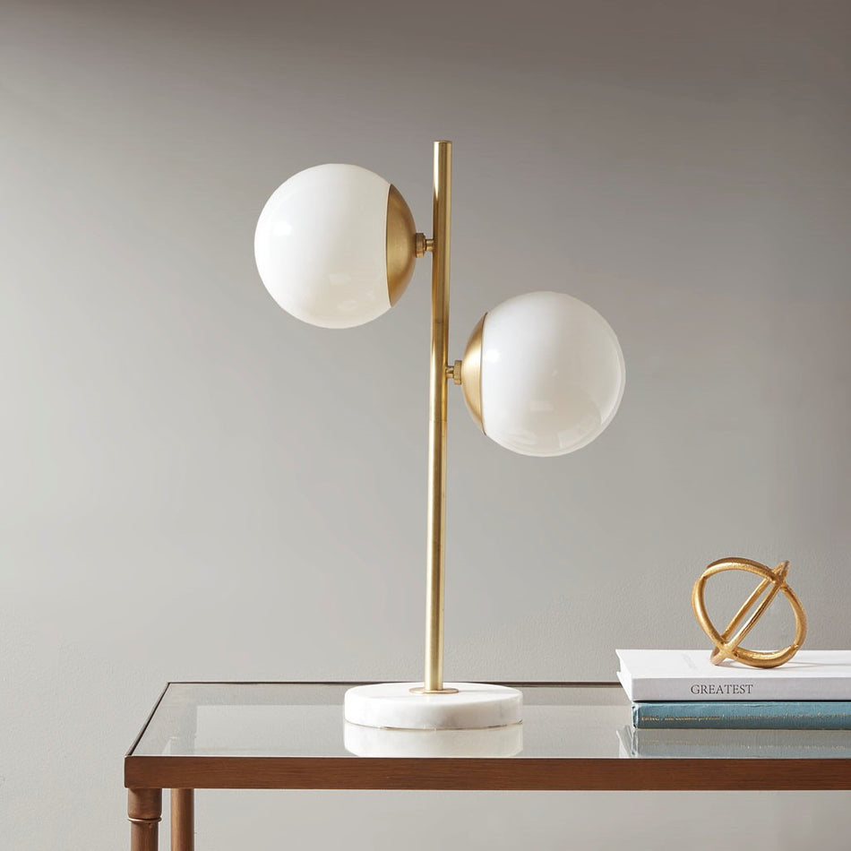 INK+IVY Holloway Table Lamp - White / Gold 