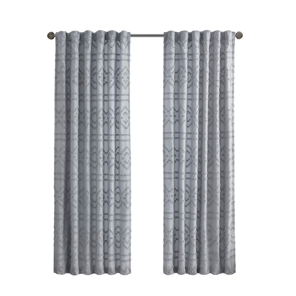 Annie Solid Clipped Jacquard Window Curtain - Grey - 50x84"