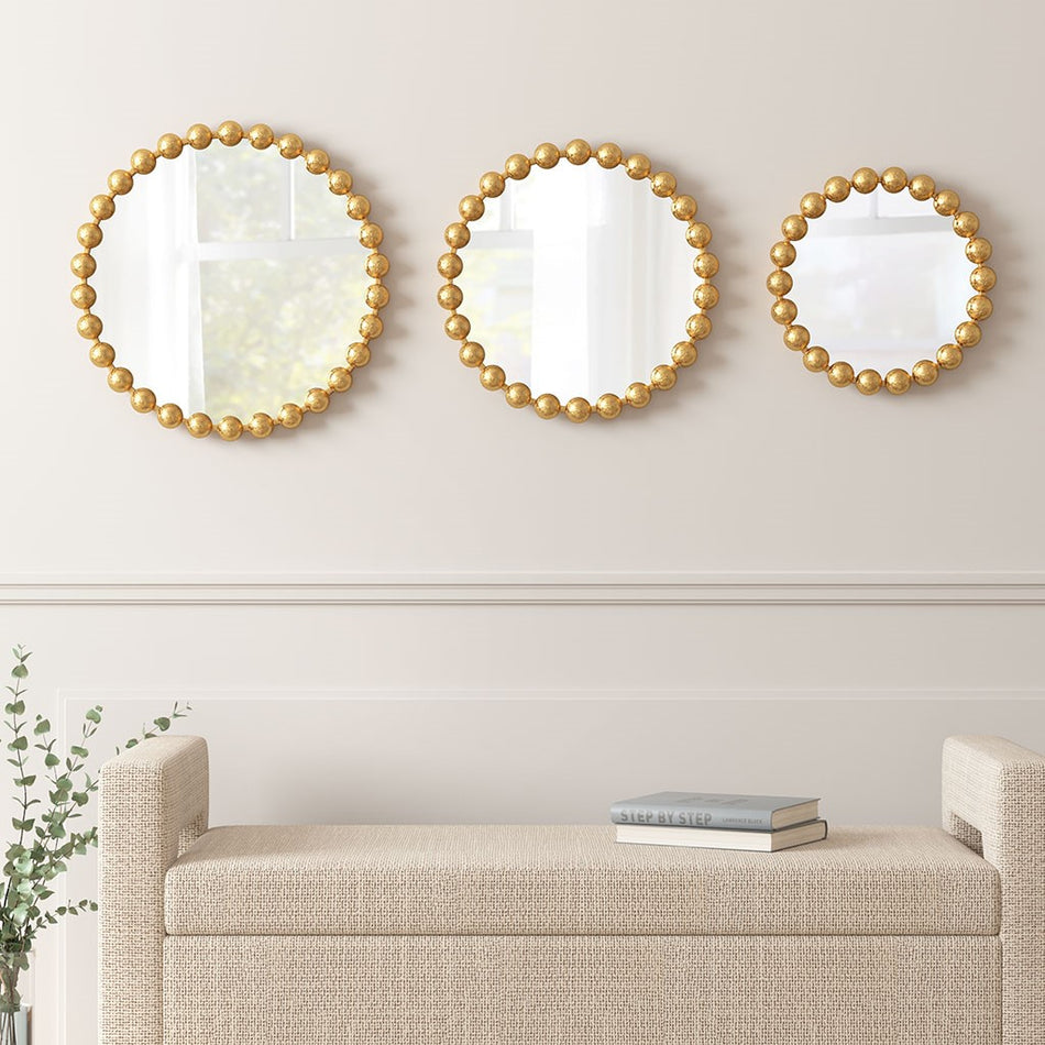 Marlowe Round Wall Decor Mirror 3 Piece Set - Gold