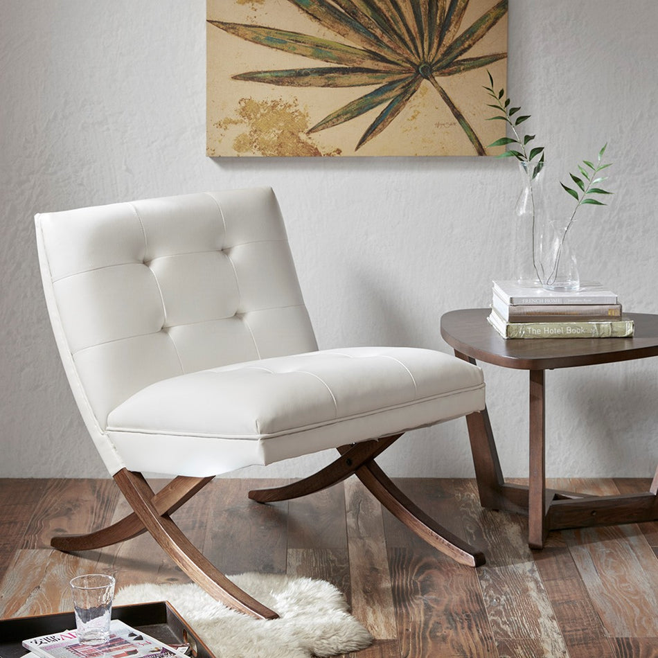 INK+IVY Wynn Tufted Back Armless Accent Chair - White 