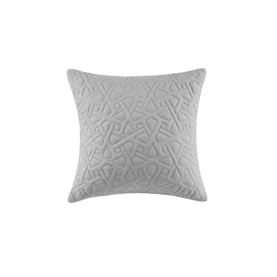 Origami Knit Quilted Top Decorative Square Pillow - Grey - 18x18"