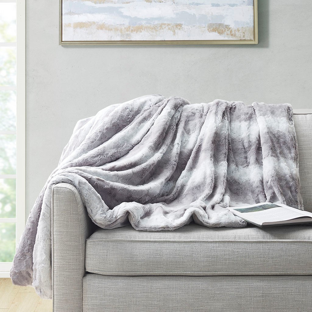 Beautyrest Zuri Weighted Faux Fur Blanket - Grey - 60x70"-18lbs