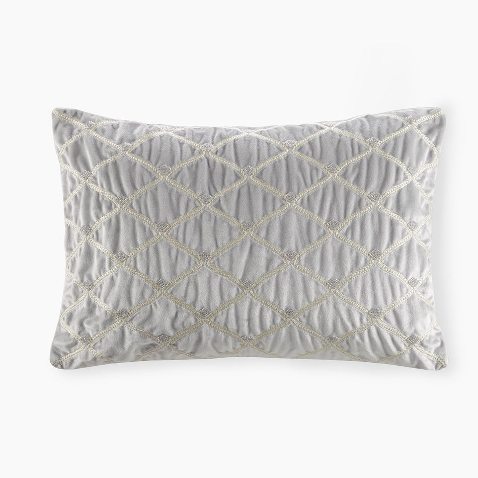 Croscill Classics Aumont Oblong Decor Pillow - Silver  - 22x15" Shop Online & Save - ExpressHomeDirect.com