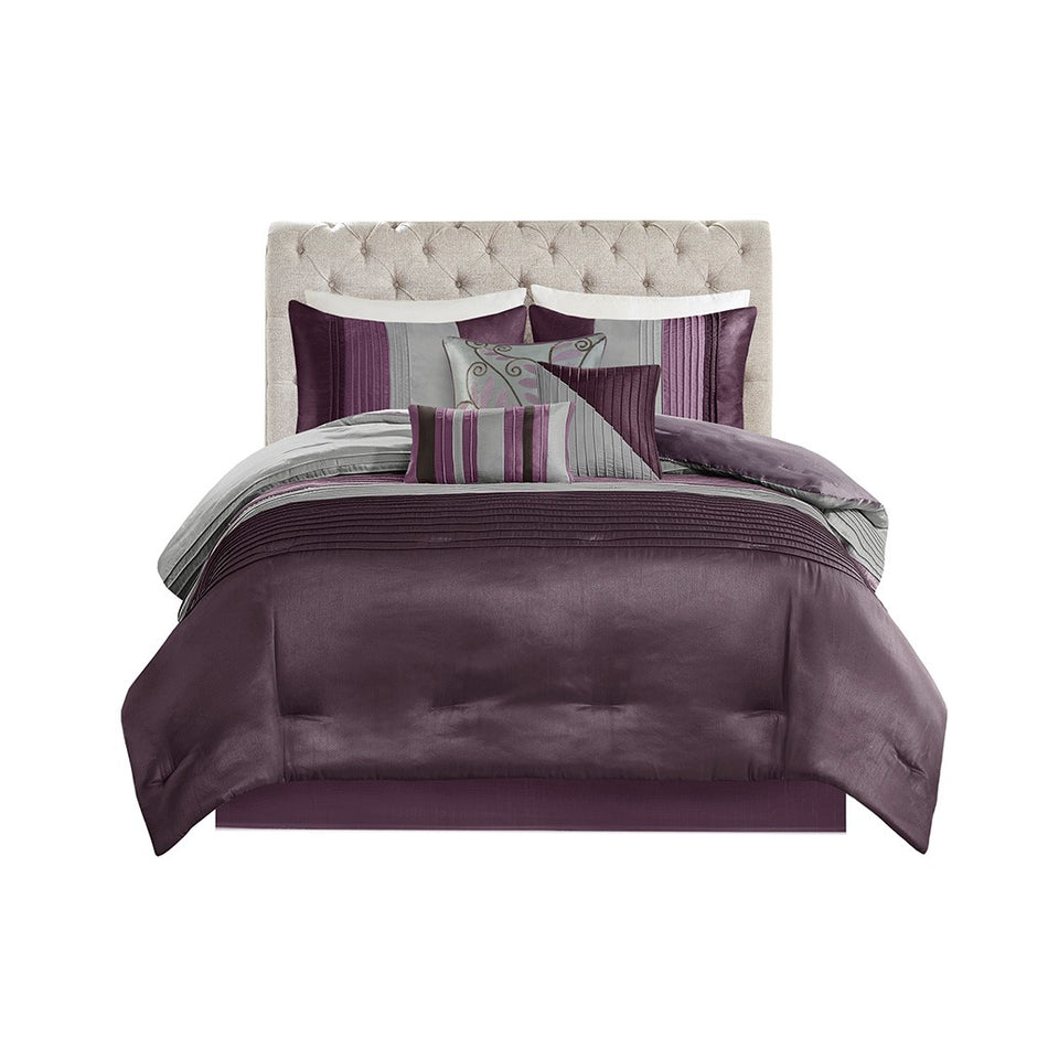 Amherst 7 Piece Comforter Set - Purple - Cal King Size