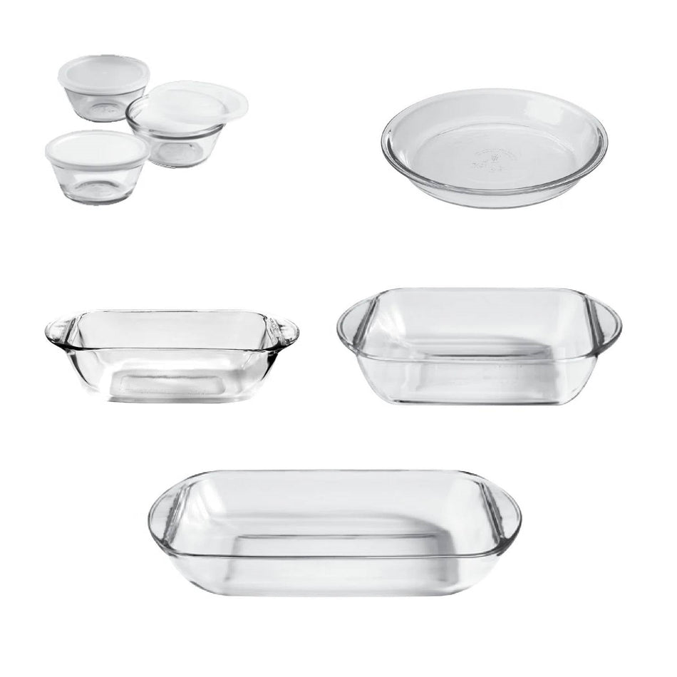 10-Piece Glass Bakeware Food Storage Set with 3 Clear Plastic Lids