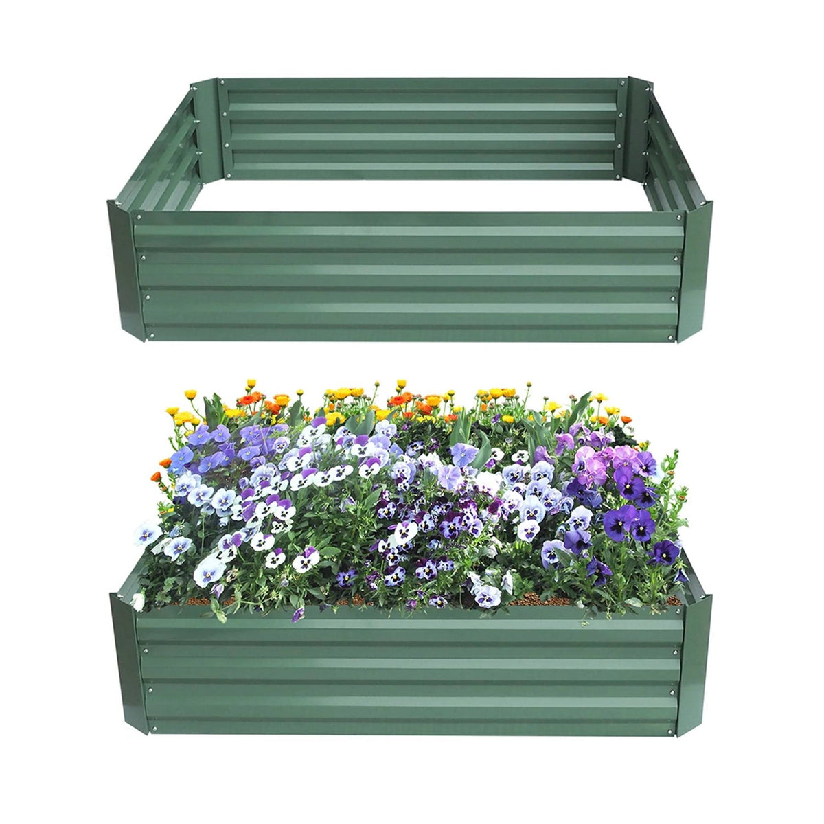 4-ft x 3-ft x 11-inch Raised Garden Bed Planter Box in Green Steel Metal