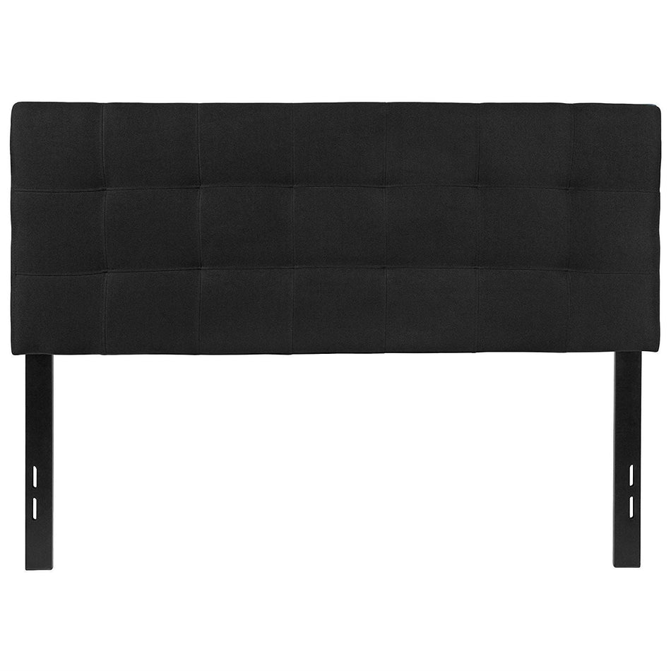 Full size Modern Box-Stitch Black Fabric Upholstered Headboard