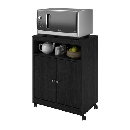 Black Utility Cart / Kitchen Microwave Cart with Casters