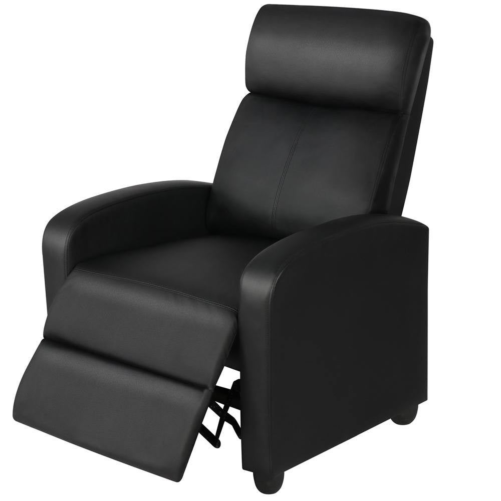 Black High-Density Faux Leather Push Back Recliner Chair
