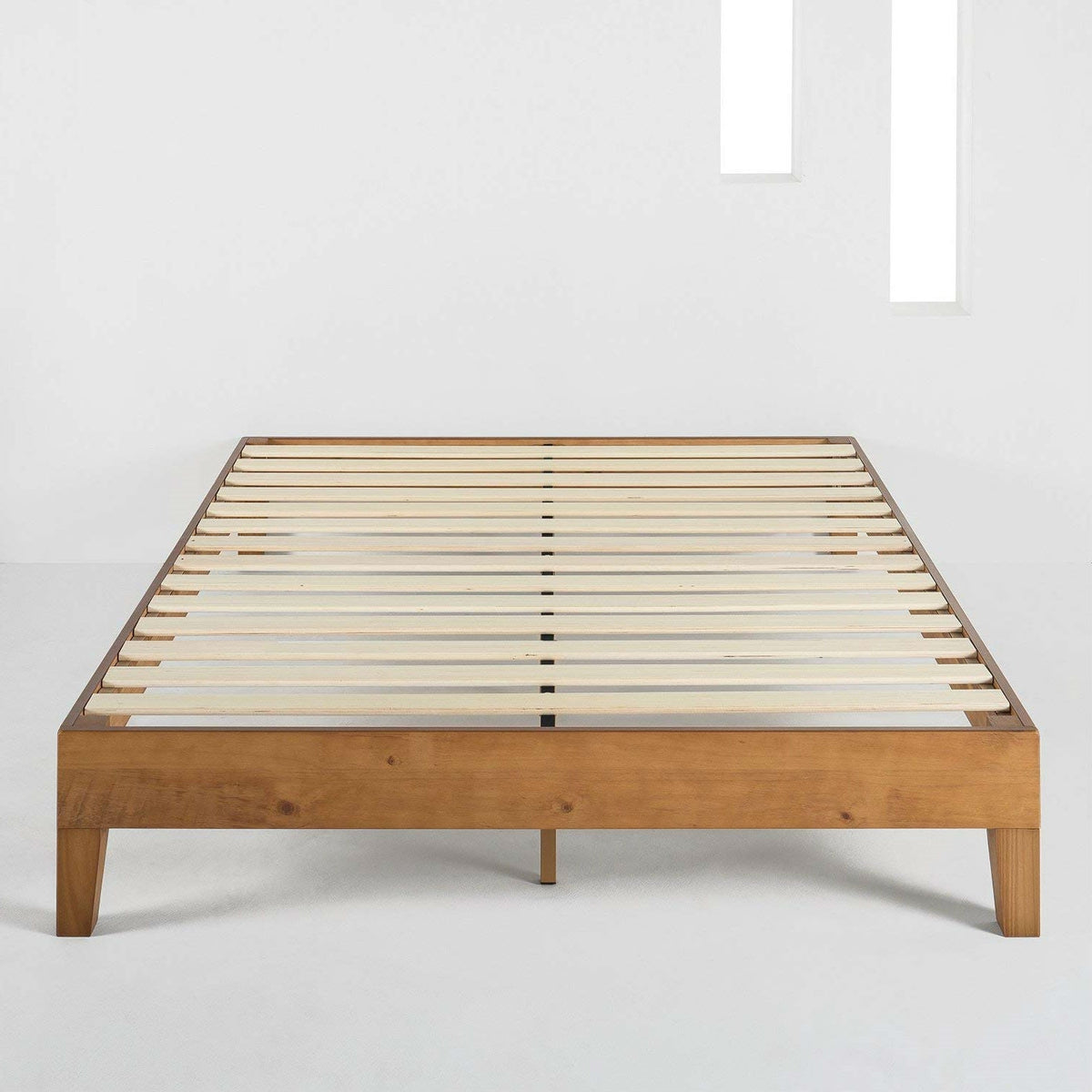 Queen size Mid-Century Modern Solid Wood Platform Bed Frame in Natural