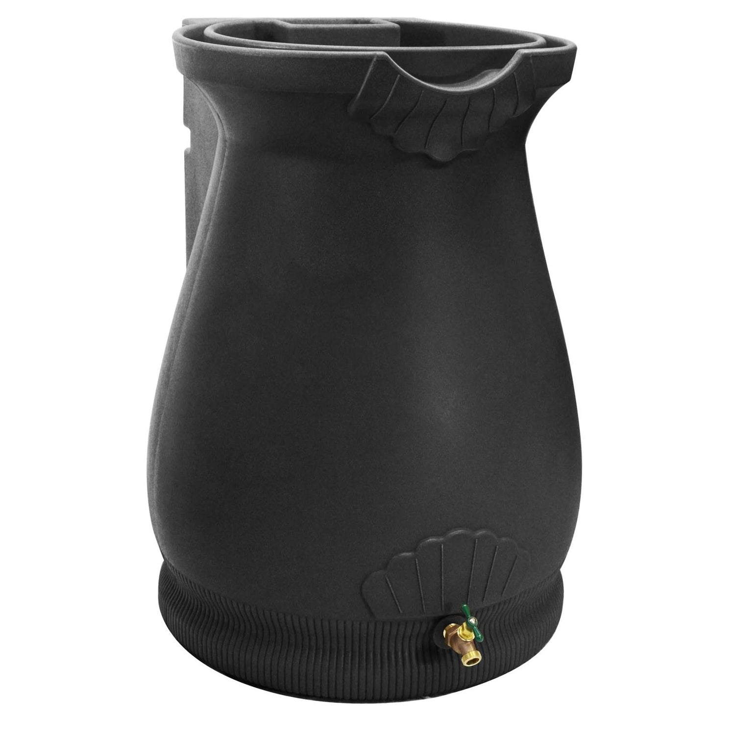 Black 65-Gallon Plastic Urn Rain Barrel with Planter Top