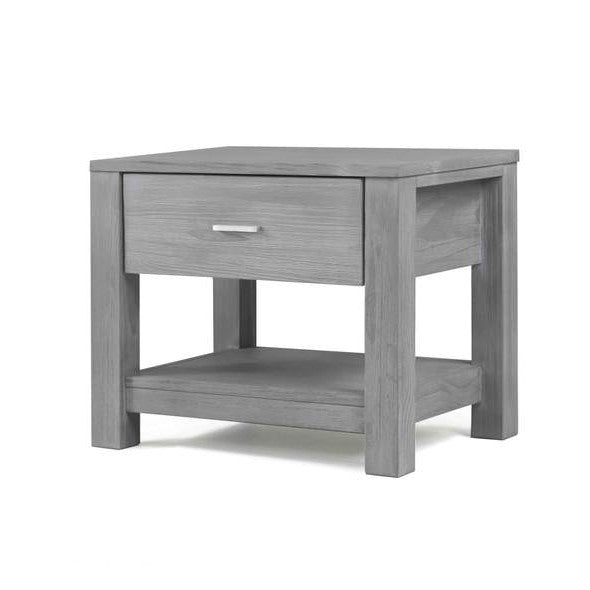 Contemporary Grey Solid Pine 1 Drawer Nightstand