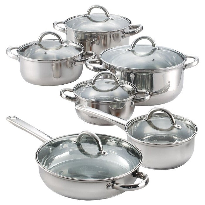 12 Piece Cool Touch Stainless Steel Cookware Set