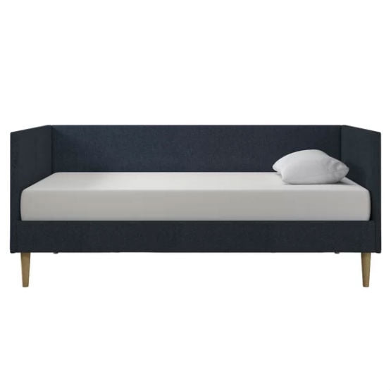 Twin Mid-Century Modern Dark Blue Linen Upholstered Daybed