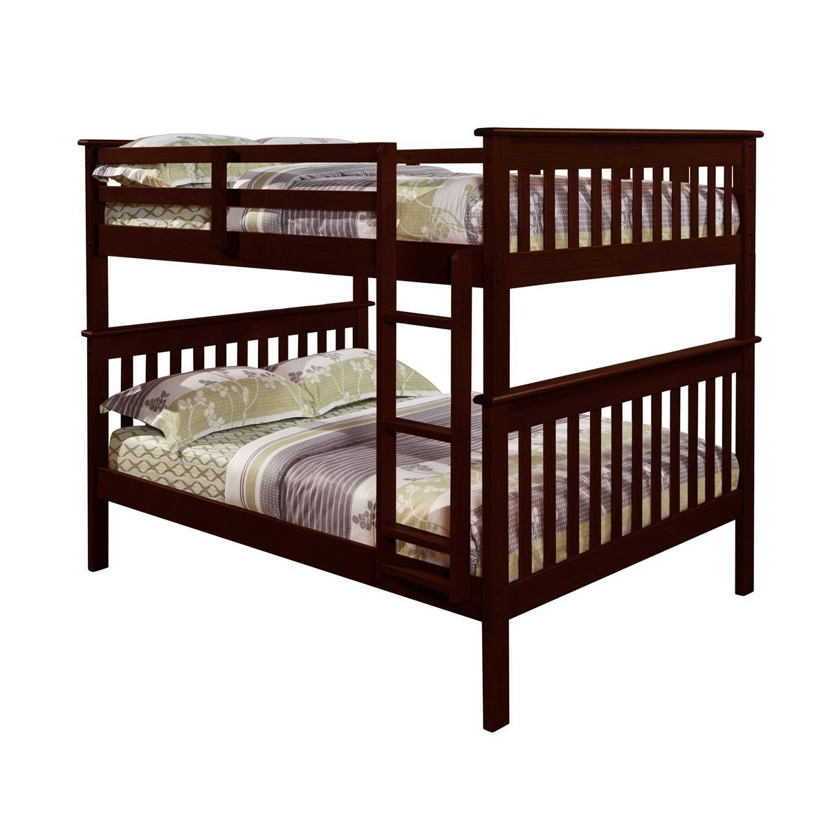 Solid Wood Full Over Full Bunk Bed in Cappuccino Finish