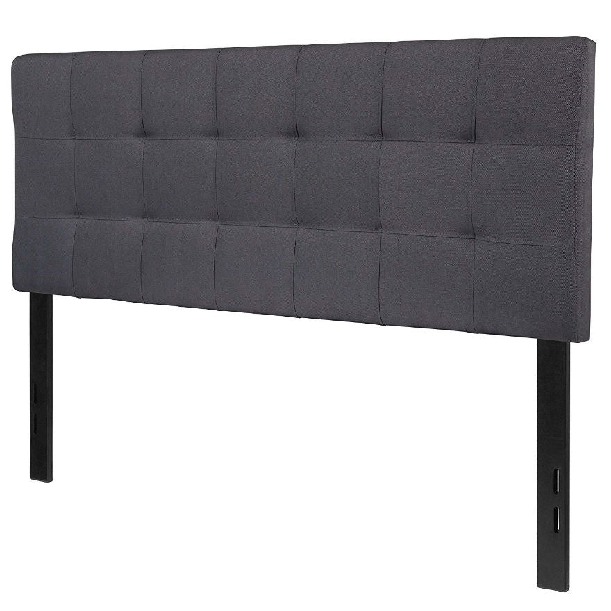 Full size Dark Grey Fabric Linen Upholstered Panel Headboard