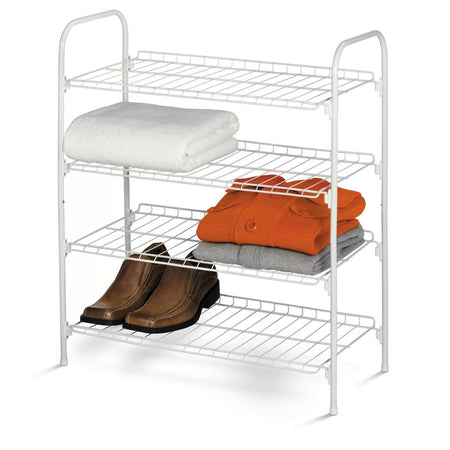 White Metal 4-Shelf Shoe Rack - Holds up to 9 Pair of Shoes