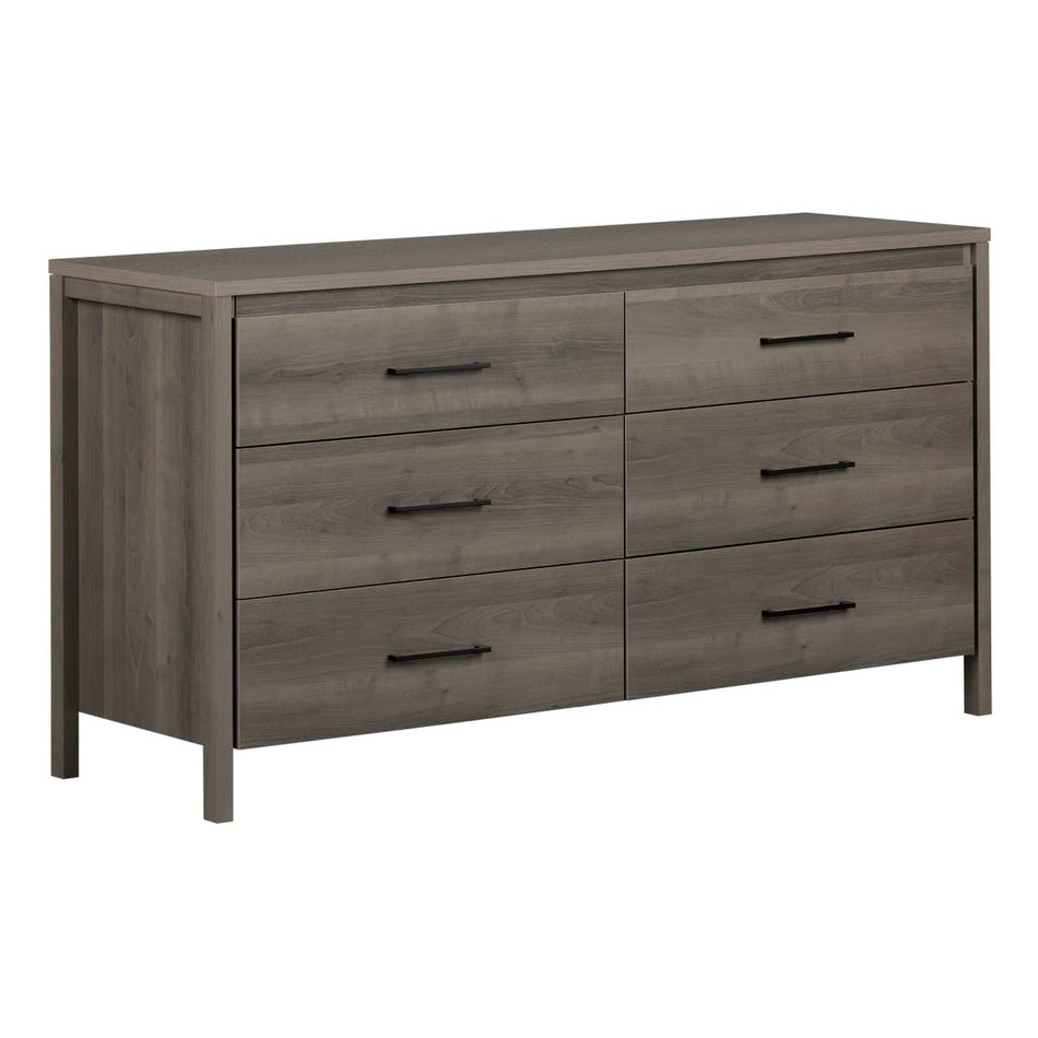 Modern Grey 6 Drawer Double Dresser