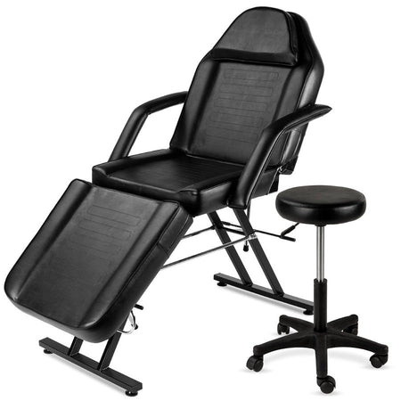 Black Adjustable Massage Bed Salon Chair w/ Hydraulic Stool