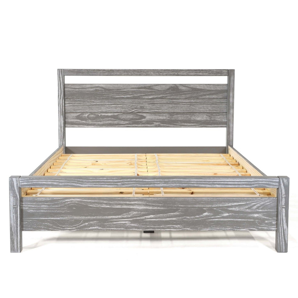 King Size FarmHouse Traditional Rustic Gray Platform Bed