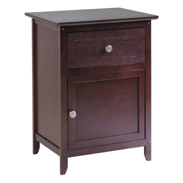Antique Walnut Wood Finish 1-Drawer Bedroom Nightstand End Table Cabinet