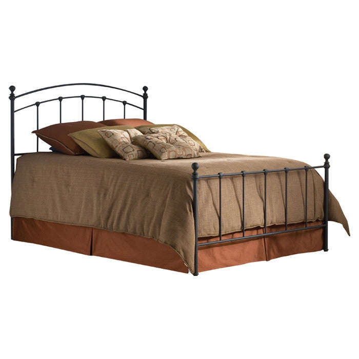 King size Matte Black Metal Bed with Headboard and Footboard