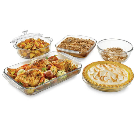 6-Piece Glass Bakeware Casserole Baking Dish Set - Microwave and Oven Safe