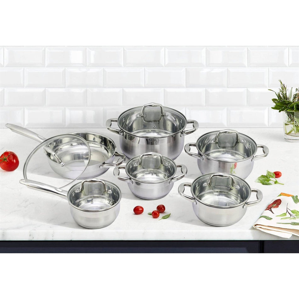 12 Piece Durable Stainless Steel Cookware Set
