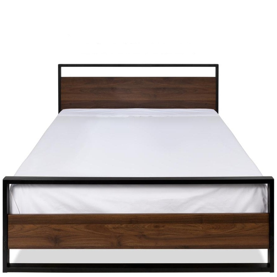 Modern FarmHome Queen Low Profile Metal Wood Platform Bed