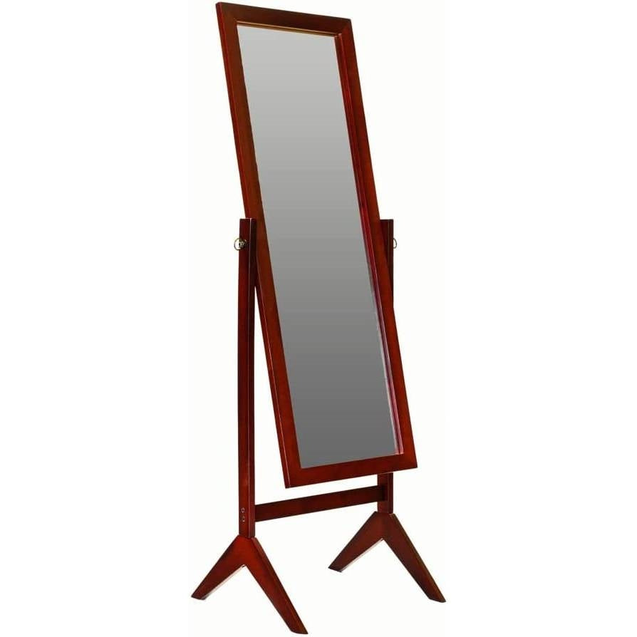 Modern Full Length Freestanding Bedroom Floor Cheval Mirror in Cherry
