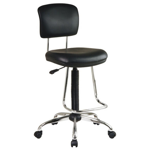 Chrome Finish Drafting Chair with Teardrop Chrome Footrest
