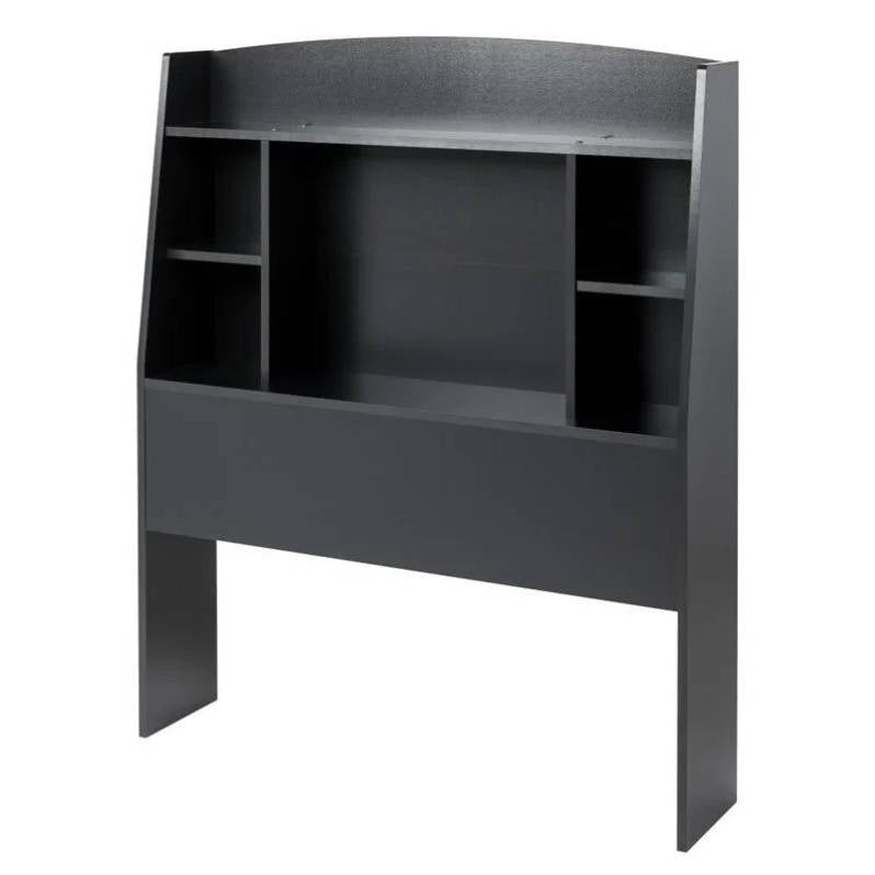 Twin size Bookcase Storage Headboard in Black Wood Finish